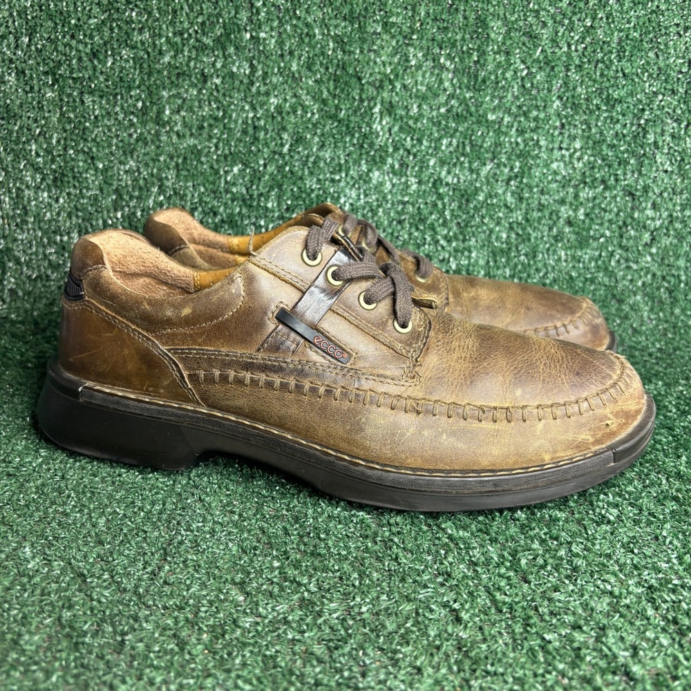 ECCO Track II Low Plain Toe GORE-TEX Casual Oxford Brown Leather Mens Size 11‎
